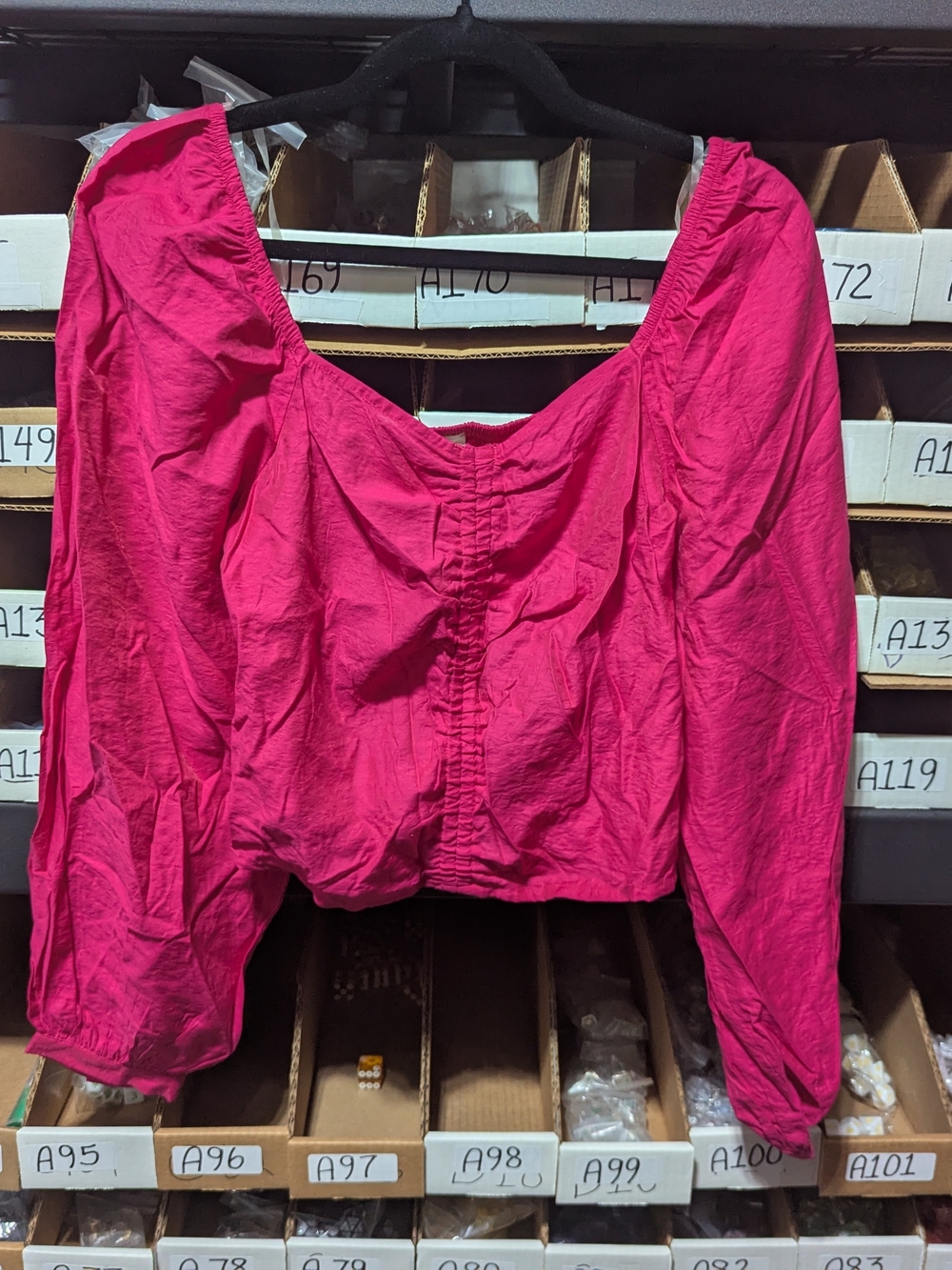 a new day Fuchsia Long Sleeve Square Neck Blouse M